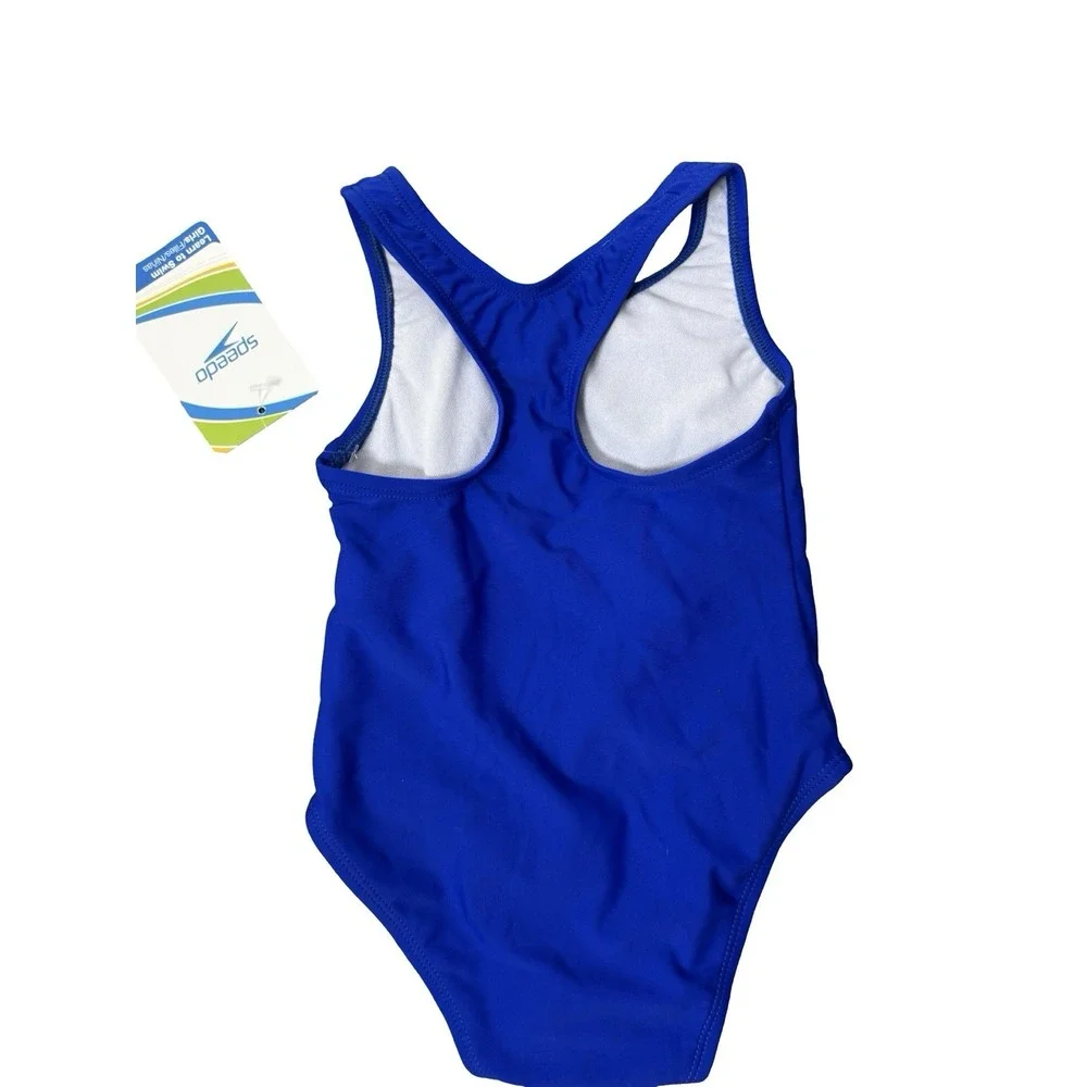 Speedo sz 2t blue girls easy diaper change snap crotch one piece swimsuit new